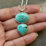 Natural Turquoise Pendant Silver Necklace