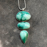 Natural Turquoise Pendant Silver Necklace