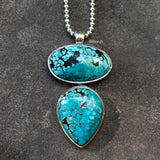 Natural Turquoise Pendant Silver Necklace