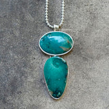 Natural Turquoise Pendant Silver Necklace