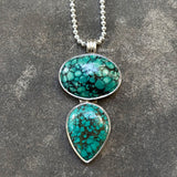 Natural Turquoise Pendant Silver Necklace