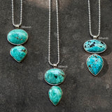 Natural Turquoise Pendant Silver Necklace