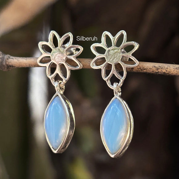 Opalite Phool Silver Earring