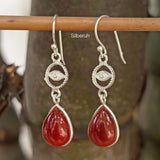 Honey Onyx Evil Eye Silver Earring