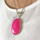 Pink Druzy Oval Silver Pendant