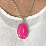 Pink Druzy Oval Silver Pendant