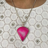 Pink Druzy Silver Pendant