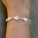 Rainbow Moonstone Silver Oval Bracelet