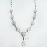 Rainbow Moonstone Silver Teardrop Necklace