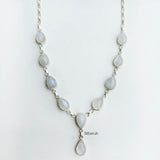 Rainbow Moonstone Silver Teardrop Necklace