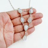 Rainbow Moonstone Silver Teardrop Necklace