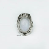 Rainbow Moonstone Silver Tribal Ring