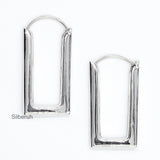 Rectangular Silver Hoop Earring