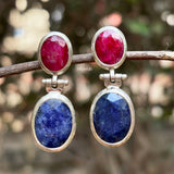 Red & Blue Ropada Silver Earring