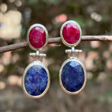 Red & Blue Ropada Silver Earring