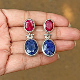 Red & Blue Ropada Silver Earring