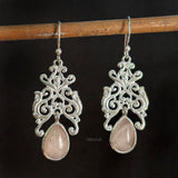 Rose Quartz Drop Silver Earring