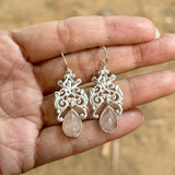 Rose Quartz Drop Silver Earring