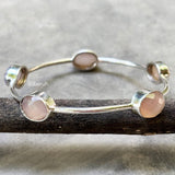 Rose Quartz Facetted Silver Bangle