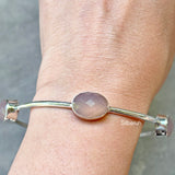 Rose Quartz Facetted Silver Bangle