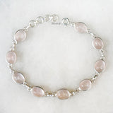 Rose Quartz Silver Bracelet