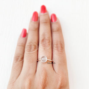 Rose Quartz Stacking Silver Ring