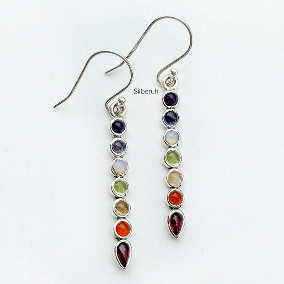 Seven Chakra Silver Earring