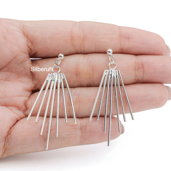 Silver Bar Drop Stud Earring