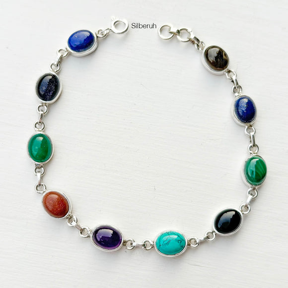 Silver Mixed Gems Bracelet