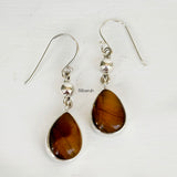 Tiger's Eye Drop Silver Earring