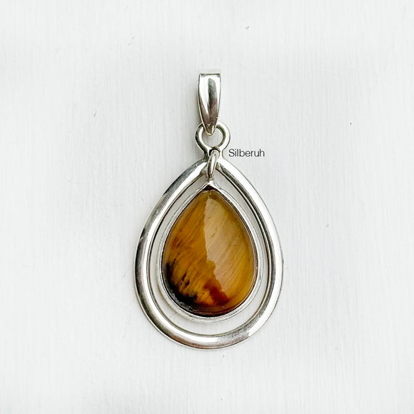 Tiger's Eye Drop Silver Pendant