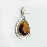 Tiger's Eye Drop Silver Pendant