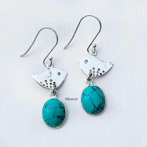 Turquoise Bird Silver Earring