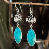 Turquoise Lotus Silver Earring