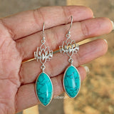 Turquoise Lotus Silver Earring