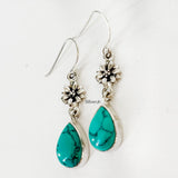 Turquoise Phool Silver Earring