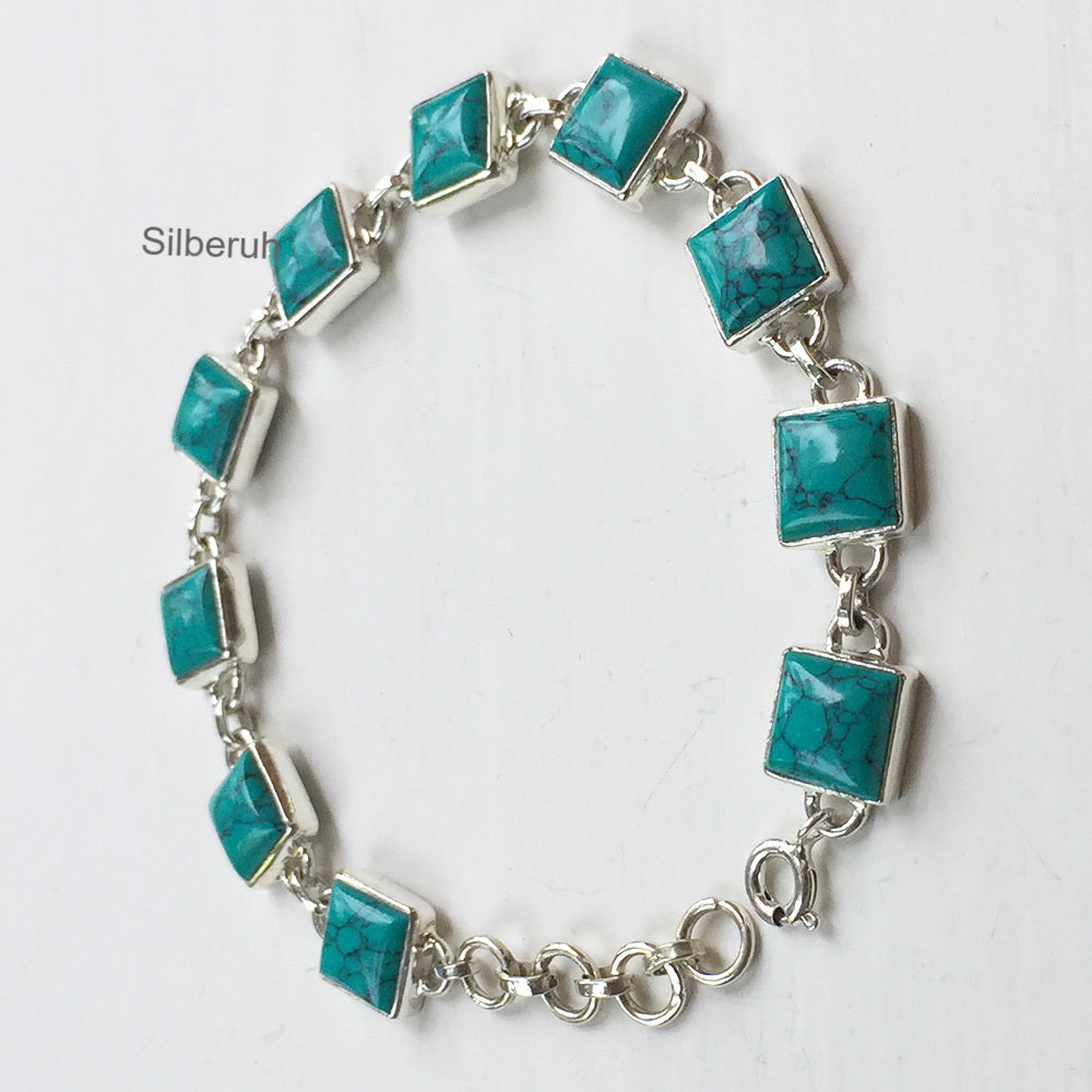 925 Sterling Silver Turquoise Bracelet outlets