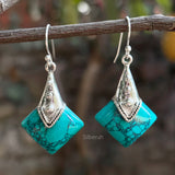 Turquoise Tribal Silver Earring