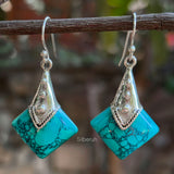 Turquoise Tribal Silver Earring