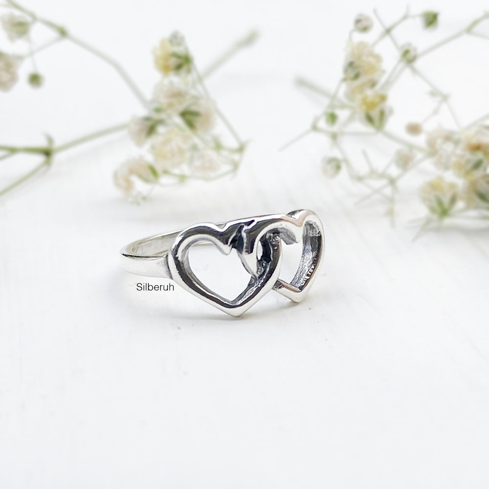 Twin Heart Silver Ring – SILBERUH