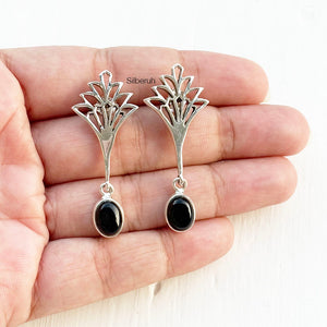 Victoria Black Onyx Silver Earring