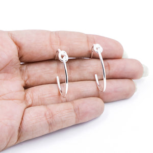 Knotted Half Hoop Silver Stud Earring